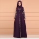 Elegant Arabic Style Long Sleeved Maxi Dress - Purple