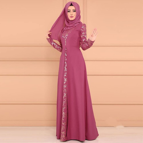 Elegant Arabic Style Long Sleeved Maxi Dress
