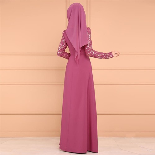 Elegant Arabic Style Long Sleeved Maxi Dress