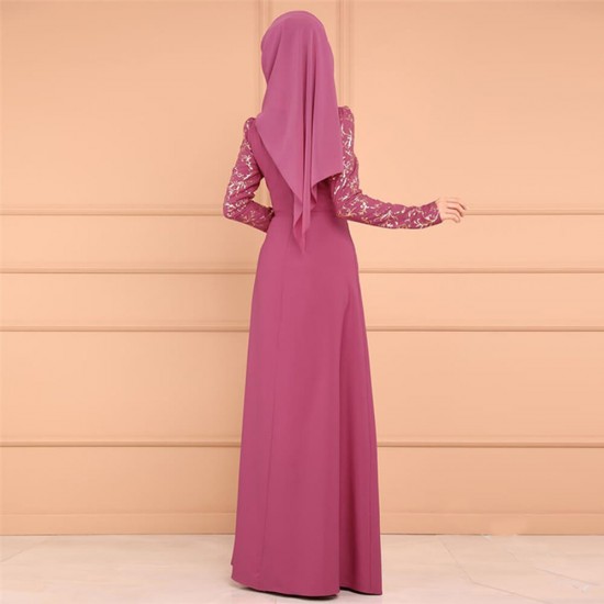 Elegant Arabic Style Long Sleeved Maxi Dress