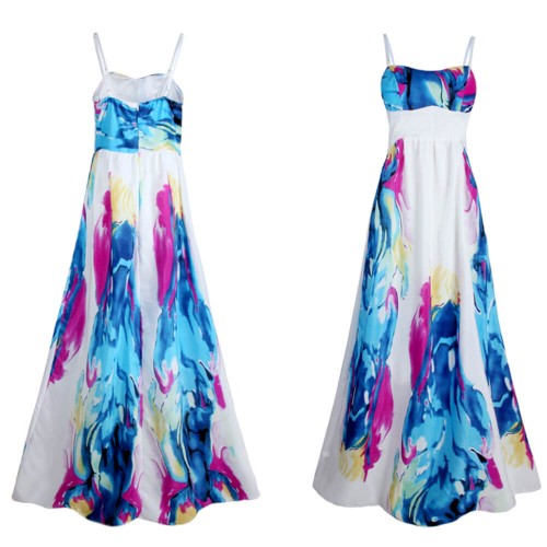 Sleeveless Floral Print Strapless Maxi Dress 