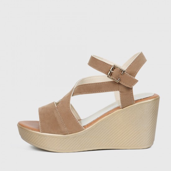Roman Style Slope High Wedge Sandals - Brown Roman Style Slope High Wedge Sandals - Brown |image