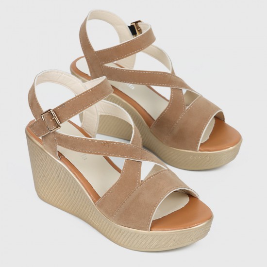 Roman Style Slope High Wedge Sandals - Brown Roman Style Slope High Wedge Sandals - Brown |image