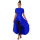 Irregular Ruffle Skirt Style Evening Dress - Blue 