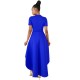 Irregular Ruffle Skirt Style Evening Dress - Blue |image