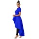 Irregular Ruffle Skirt Style Evening Dress - Blue |image