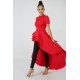 Irregular Ruffle Skirt Style Evening Dress - Red |image