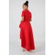 Irregular Ruffle Skirt Style Evening Dress - Red |image