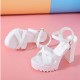 Cross Strapped Thick Heel Buckle Sandals - White |image