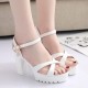 Cross Strapped Thick Heel Buckle Sandals - White |image