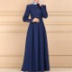 Stylish Long Sleeved Front Button Arabic Kaftan Dress - Blue 