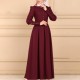 Stylish Long Sleeved Front Button Arabic Kaftan Dress - Maroon 