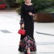 Floral Printed Front Button Style Muslim Maxi Dress-Black 