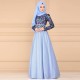 Arabian Style Vintage High Waist Long Dress - Light Blue |image
