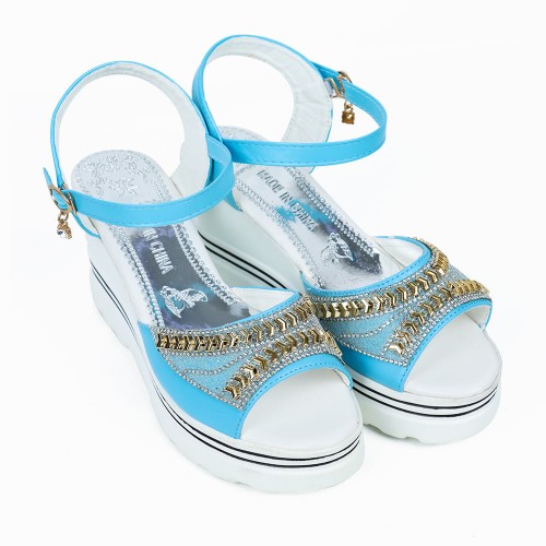 Ankle Strap Wedge Platform Open Toe Sandals -Light Blue |image