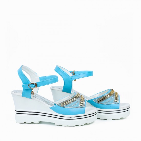 Ankle Strap Wedge Platform Open Toe Sandals -Light Blue Ankle Strap Wedge Platform Open Toe Sandals -Light Blue |image
