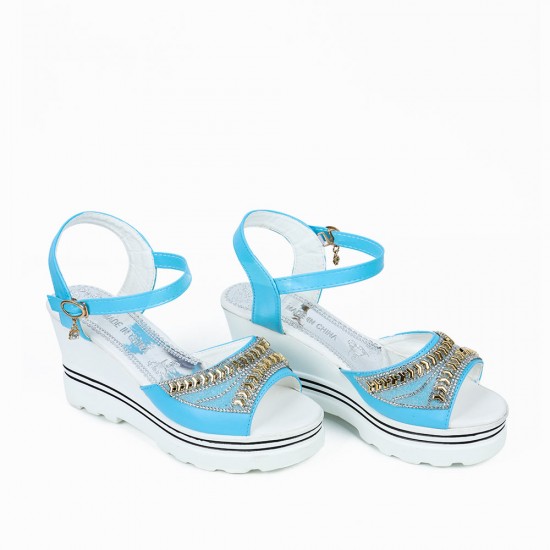 Ankle Strap Wedge Platform Open Toe Sandals -Light Blue Ankle Strap Wedge Platform Open Toe Sandals -Light Blue |image