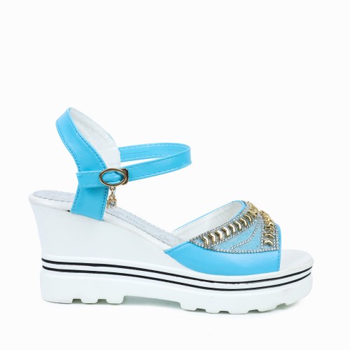 Ankle Strap Wedge Platform Open Toe Sandals -Light Blue |image