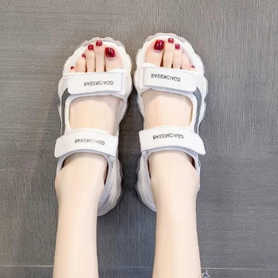 Muffin Non-slip Velcro Rubber Sole Strapped Sandals -Grey Muffin Non-slip Rubber Sole Strapped Sandals -Grey |image