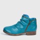 Round Double Zipper Comfortable Ankle Boots -Blue |image