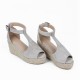 Women Peep Toe Buckle Up Wedge Heel Sandals -Grey |image
