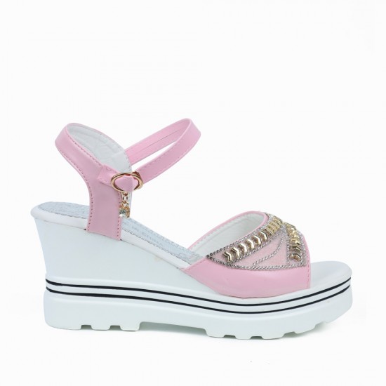 Ankle Strap Wedge Platform Open Toe Sandals -Pink |image