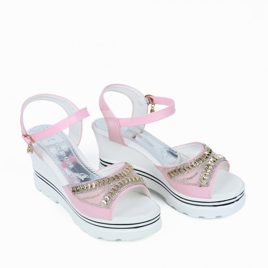 Ankle Strap Wedge Platform Open Toe Sandals -Pink |image