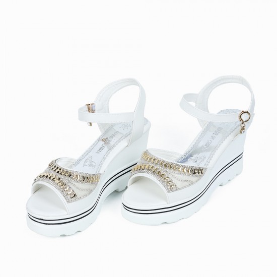 Ankle Strap Wedge Platform Open Toe Sandals - White |image