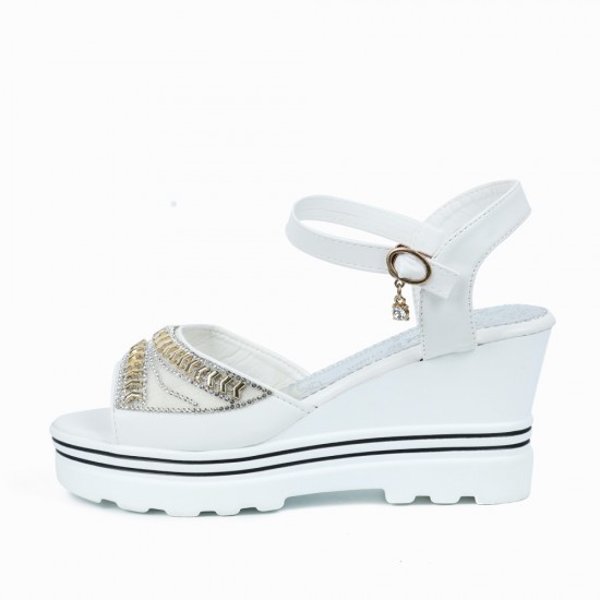 Ankle Strap Wedge Platform Open Toe Sandals - White |image