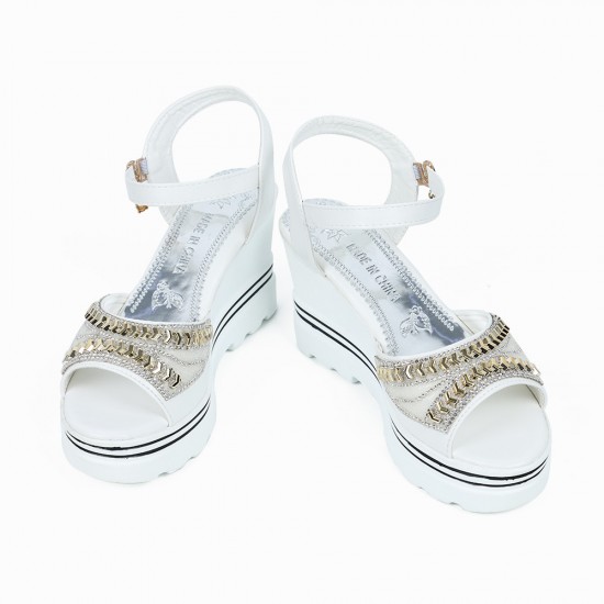 Ankle Strap Wedge Platform Open Toe Sandals - White |image