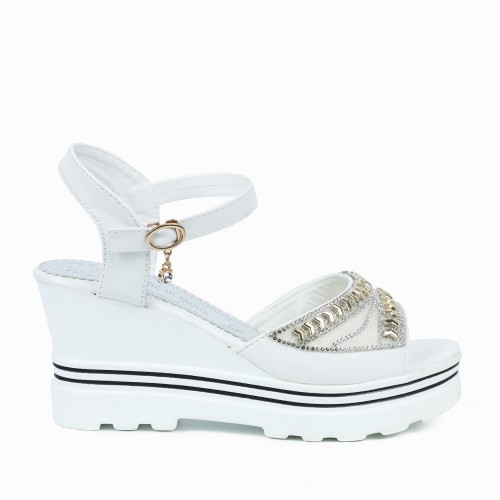 Ankle Strap Wedge Platform Open Toe Sandals - White |image
