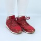 Womens Bling Glitter Laces Up Sneaker Shoes - Red |image