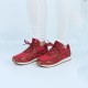 Womens Bling Glitter Laces Up Sneaker Shoes - Red |image