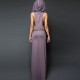 Classic Sleeveless Open Back Hooded Maxi Dress - Purple |image