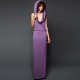 Classic Sleeveless Open Back Hooded Maxi Dress - Purple |image
