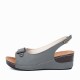 Peep Toe Buckle Casual Wedge Sandals -Grey |image