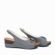Peep Toe Buckle Casual Wedge Sandals -Grey |image