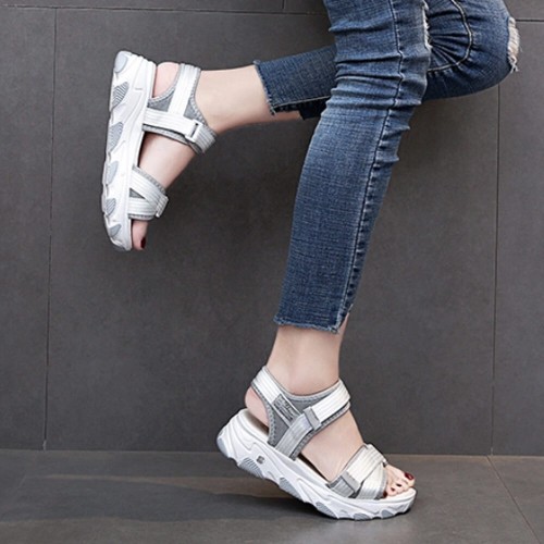 Thick Rubber Sole Strapped Casual Sports Sandals - Grey |image