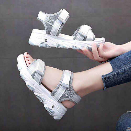 Thick Rubber Sole Strapped Casual Sports Sandals - Grey |image