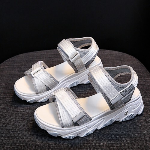 Thick Rubber Sole Strapped Casual Sports Sandals - Grey |image