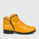 Round Double Zipper Comfortable Ankle Boots -Yellow |image
