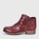 Round Double Zipper Comfortable Ankle Boots -Red |image