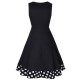 Retro Polka Dot Sleeveless Two Piece Mini Skirt Suit - Black |image