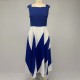 Geometric Pattern Square Neck A Line Maxi Dress - Blue |image