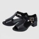 Casual Buckle Up Fish Mouth Thick heels Sandal - Black |image