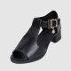 Casual Buckle Up Fish Mouth Thick heels Sandal - Black |image