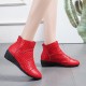 Breathable Hollow Zipper Slope Heel Shoes - Red |image