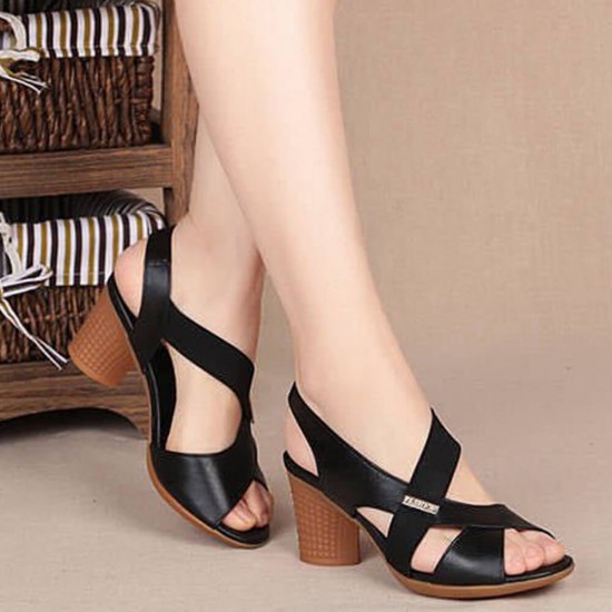 Showing images for Cross Straps Fish Mouth Thick Heeled Sandals - Black Women Cross Straps Fish Mouth Thick Heeled Sandals - Black |image