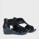 Roman Style Mid Heel Strapped Hollow Sandals - Black |image