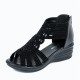 Roman Style Mid Heel Strapped Hollow Sandals - Black |image